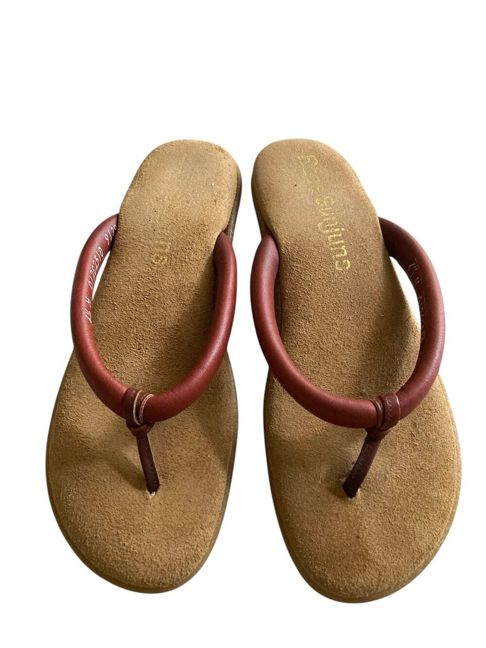 Vintage GH Bass Sunjuns 70s 80s Boho Hippie Leather Sandals Flip Flops 6 / 6.5